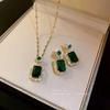 1PC Exquisite Fashion Emerald Perfume Bottle Necklace Earrings Ring 3 Piece Set Classic Banquet Wedding Jewelry Set Birthday Gift