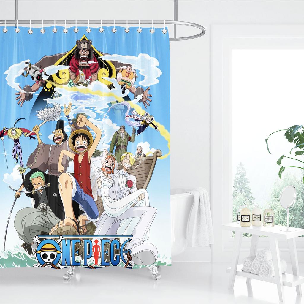 One Piece Anime Shower Curtain, Bathroom Accessories, Decor Curtains For Living Room, Cute And Funny  Christmas Gifts