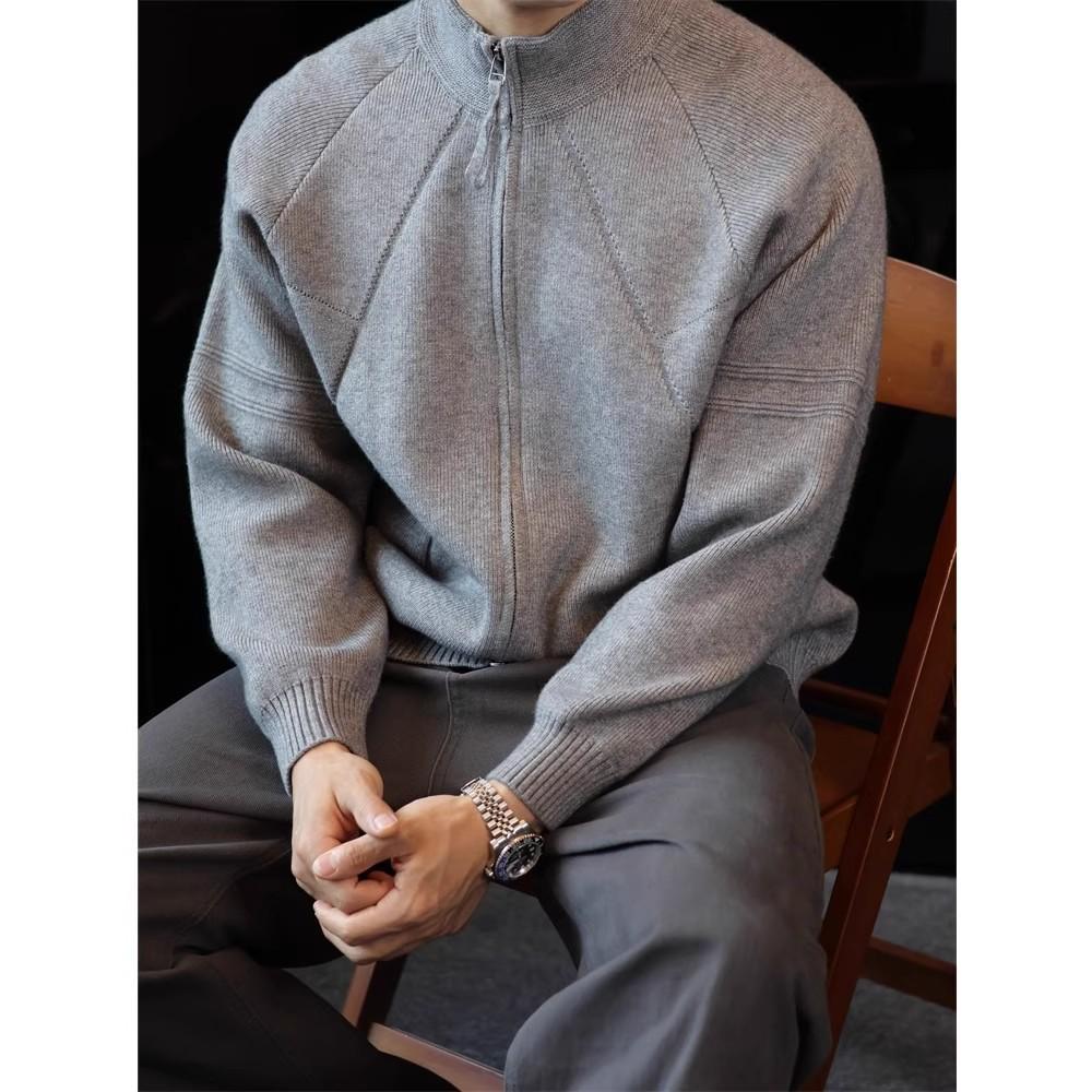 

Men s Autumn Retro-Style Zippered Knitted Cardigan Sweater XXL