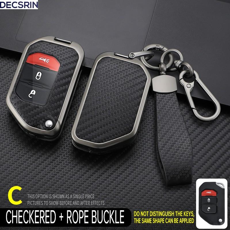 Zinc Alloy+Leather Car Key Case Cover Fob For Jeep Wrangler Jl Jlu Rubicon Gladiator Jt Sahara Jlu