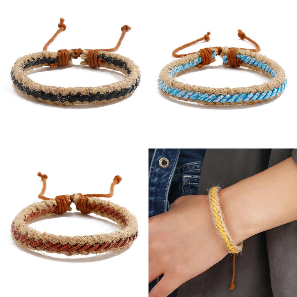 Fashionable Wristband With Colorful Woven Rope Vintage Boho Style Universal Fit