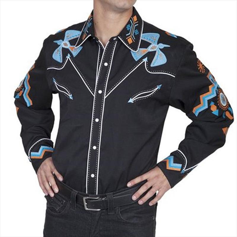 Camisa Occidental Tribal Étnica de Diseño de Lujo para Hombre Deporte Ocio Fiesta al Aire Libre 2023 Nueva