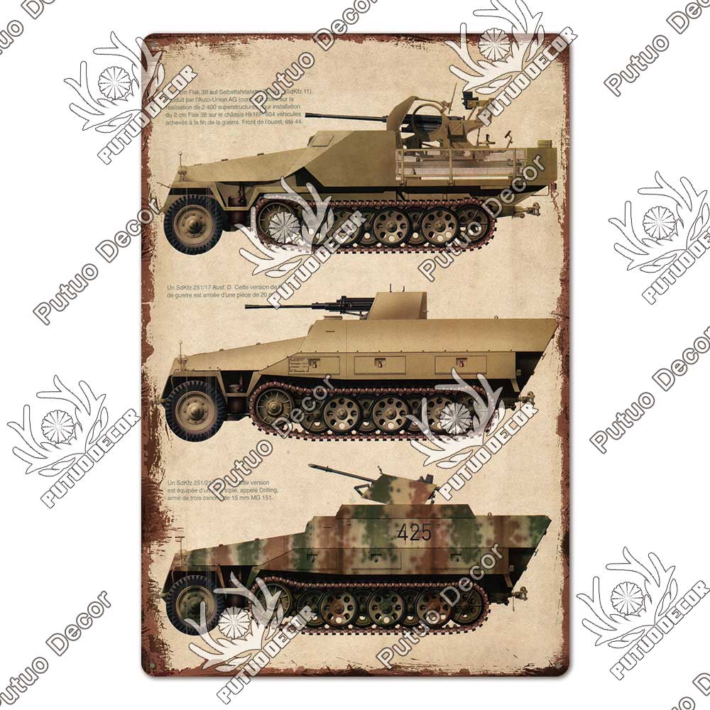 Putuo Decor Panzer Blechschild Metallschild Dekorative Vintage-Dekor Plakette Wanddeko Garage Man Cave Clubraum Zuhause