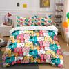 Cartoon Bear Faces Pattern Bedding Duvet Cover Set (1*Duvet Cover 2*Pillowcases, Without Duvet Insert)