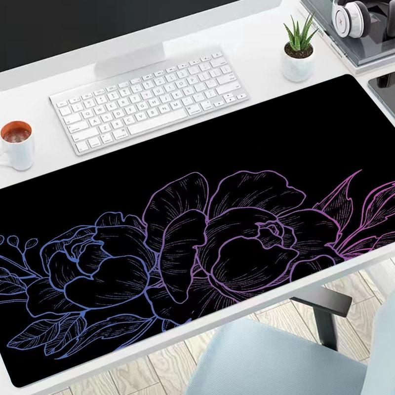 Black Flower Mousepad Art Mouse Pad Large pc Carpet Mats Work Desk Accessory gaming desk pad x3MM Table Mat for Computer