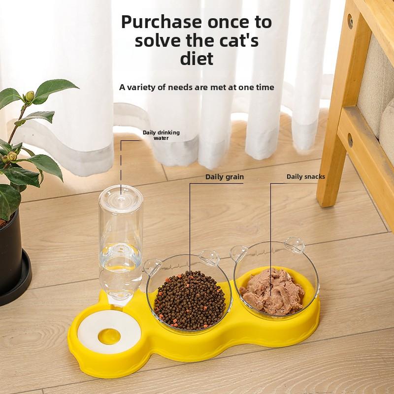 Double Bowl Automatic Pet Feeder Water Dispenser Cat Basin Dog Bowl Cat Bowl Cat Supplies Water Dispenser