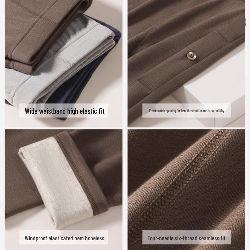 Langsha Men's Plus Size Wool Silk Thermal Underwear Bottoms