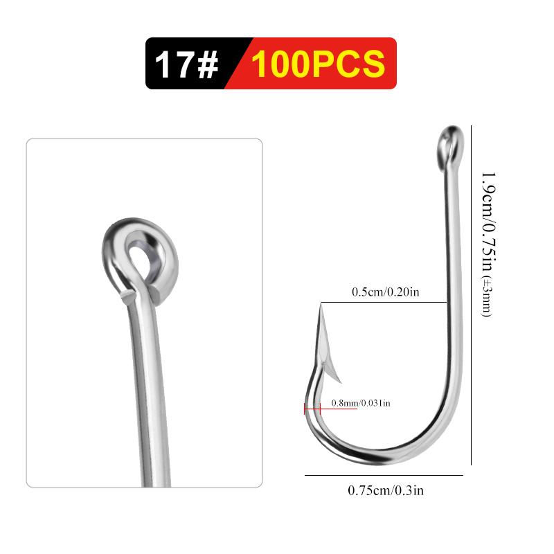 FTK High Carbon Steel Fishing Hooks 30-100Pcs Fishing Hooks Strong Sharp Needle Point Barbs Ringed Eye Fishing Octopus Hooks