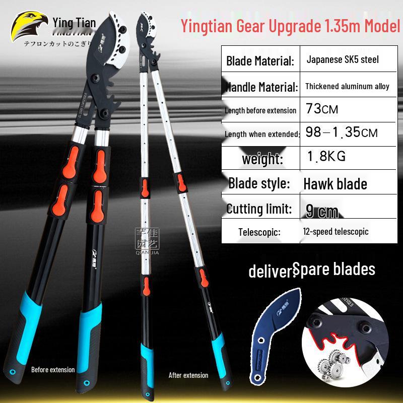 Black Fox Telescopic High Leverage Pruner for Cutting Thick Branches and Fruit Trees