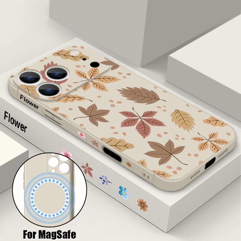 For iPhone 17 Pro Max Case Cartoon Daisies Flowers Pattern Magnetic For Magsafe Soft Cover For iPhone 16 15 14 13 Pro Max 17E 16E