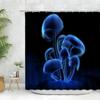 Blue Lotus Shower Curtain Fabric Elegant Flowers with Stars Bathtub Curtain for Women Cloth Fabric Bathroom Decor Set Hook Black