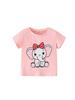 European Style Girls' Summer 2026 Cartoon T-Shirt: Round Neck, Short Sleeve for Kids