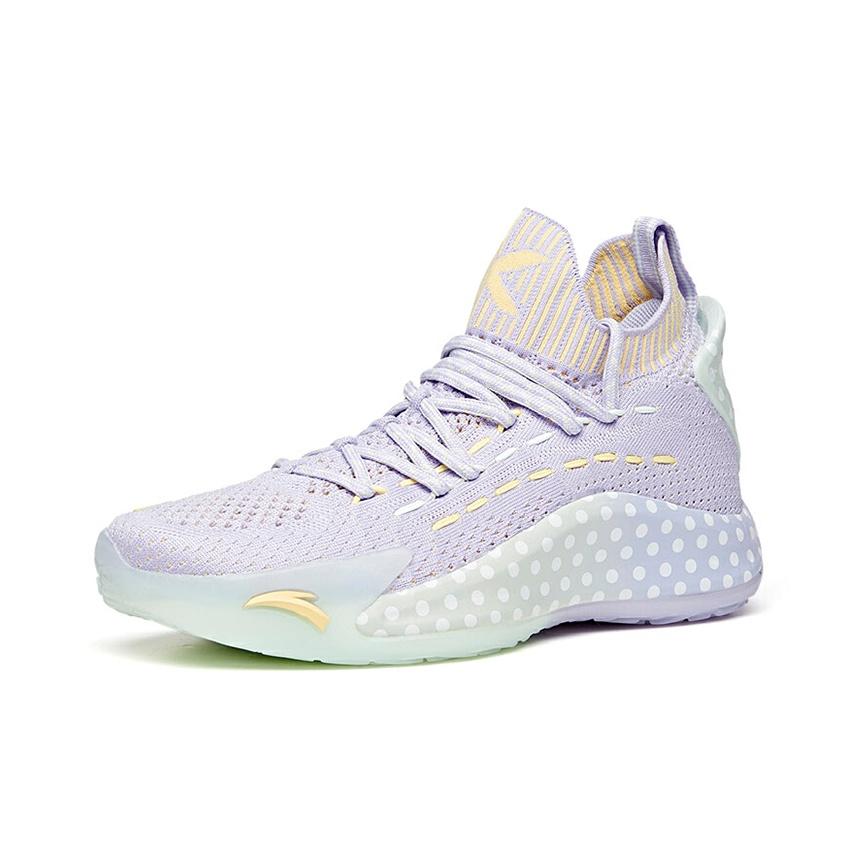 Anta Pechoin X  Shock Absorbing Non-Slip Durable Mid-Top Basketball Shoes Women Basketball Shoes Purple Green 122021102-3