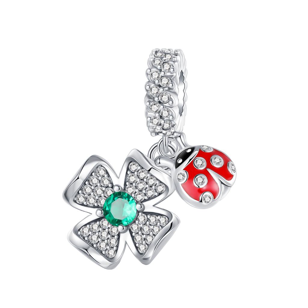 Boy Girl Pendant Heart-Shaped Flower Zircon Beads Jewelry Beads For Original Bracelet Plata De Ley Boutique Charms Gift
