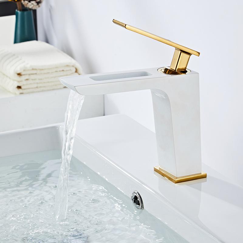 Basin Faucet Nordic Art Hot Cold Mixer Taps Hollow Design Deck Mount Bathroom Sink Faucets Single Handle