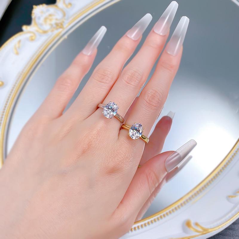 Hui Zhi Yi Jewelry New European & American S925 Silver 4 Carat Pigeon Egg 8x10mm Ring