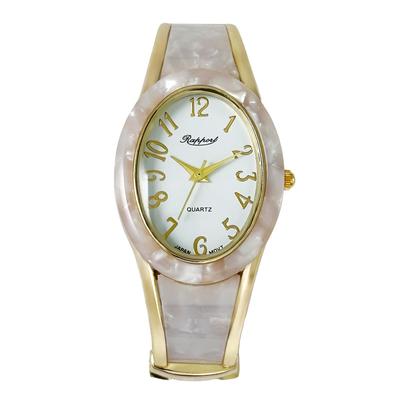 188817 Oval Bangle Watch Gold White Ladies