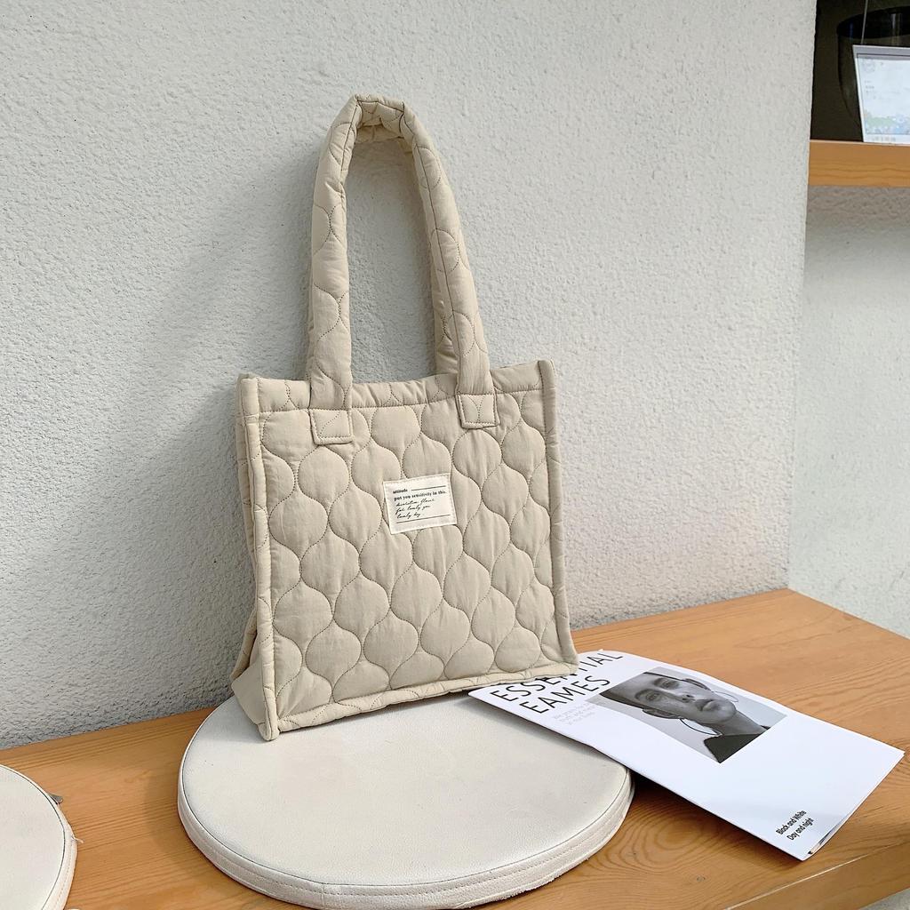 Kvinner Høst Vinter Vattert Stor Kapasitet Enkel skulder Pendler Tote Bag