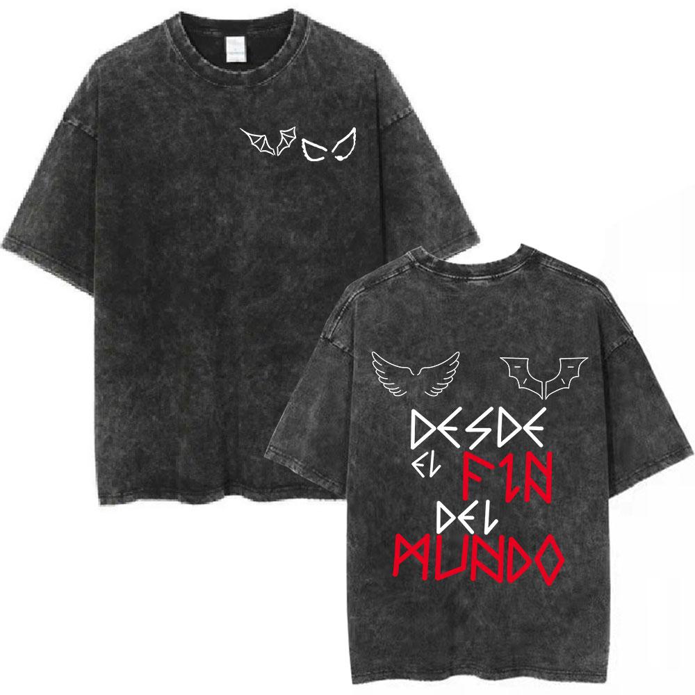 Rapper Duki ADA Tour Vintage Washed Tshirt Men Women Clothing Hip Hop Oversized Tshirts Cotton Cozy Short Sleeve T Shirts