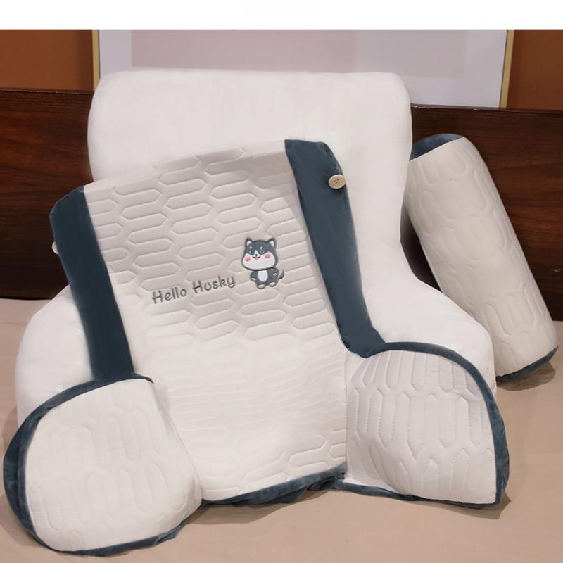 Ergonomic Cushion Quilted and Spliced Comfortable Breathable Fabric Bed Back Cushion Student Reading Pillow Lumbar Support Pad Relieve back pressure