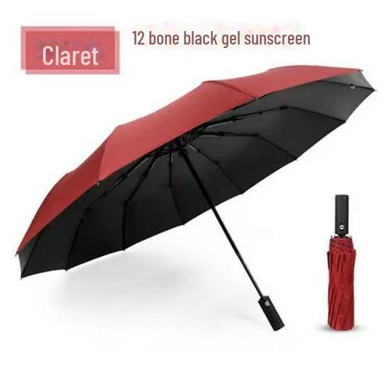Umbrella Sunny And Rainy Automatic With Printed Logo Black Plastic Spf Sunscreen Threefolding Design