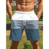 Fashionable Comfortable Plus Size Drawstring Loose 3D Shorts Men Creative Stripe Summer Leisure Holiday Cool Daily Versatile Shorts