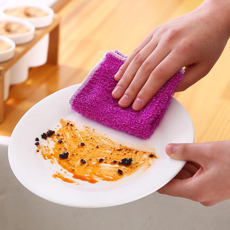 Korean Double-Layer Bamboo Fiber Non-Stick Dish Towel for Oil and Stain Removal