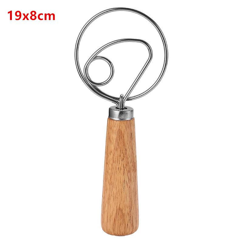Stainless Steel Dough Whisk With Smooth Wooden Handle Sourdough & Bread Mixing Danish Dough Whisk Bread Tools A