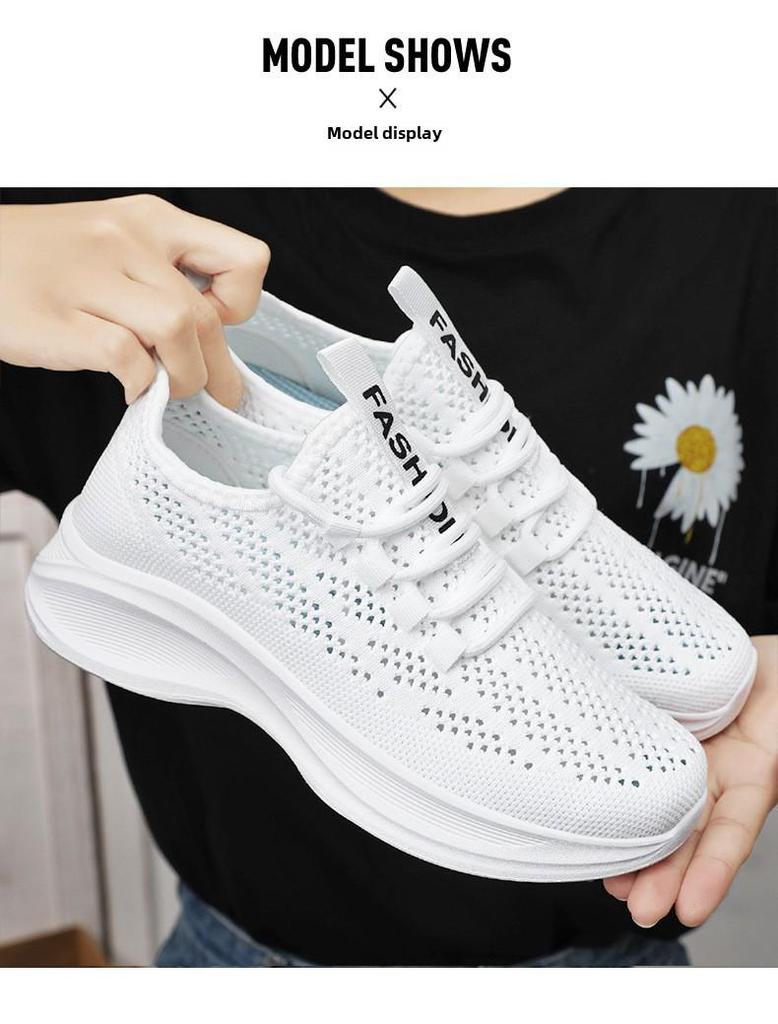 Women's 2025 Spring Flyknit Casual Breathable Fashion Trend Korean Style Sports Shoes