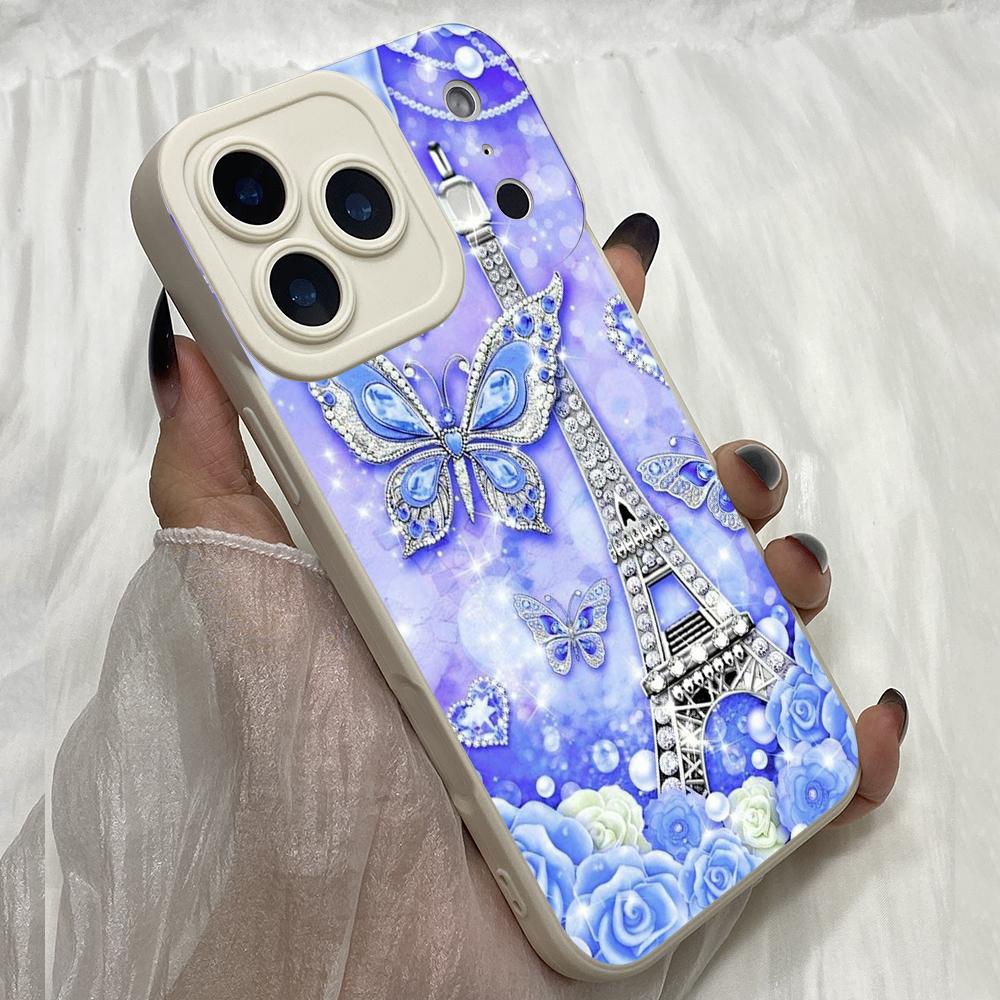 M285 Blue Butterfly Eiffel Tower Angel Eyes Soft Phone Cases for iPhone Samsung Xiaomi Rdemi Huawei Honor Infinix Realme OPPO Vivo All Model TPU Case