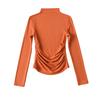 Autumn new women's European and American solid color velvet warm semi-turtleneck bottoming shirt pleated slim-fitting long-sleeved T-shirt