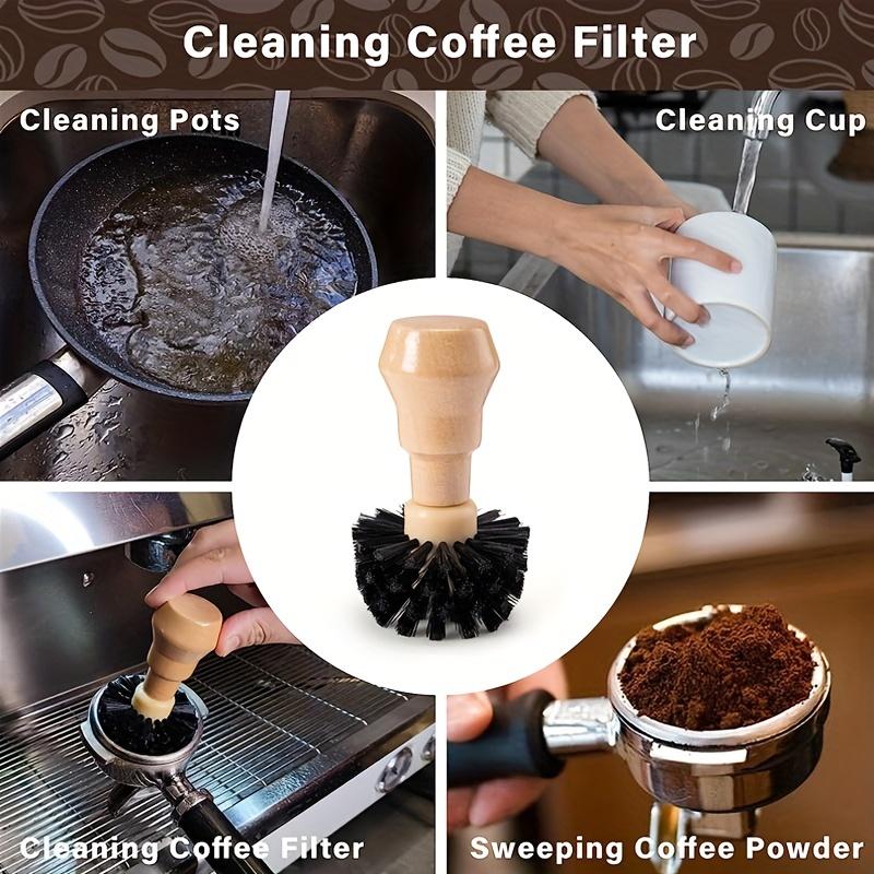 1pcs Coffee Portafilter Basket Cleaning Brush, Stiff Bristles And Wood Handle, Coffee Accessory, Coffee Filter Brush Fits For 54mm/58mm Espresso