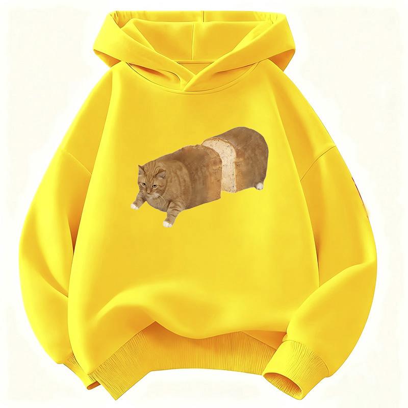 Hoodie Fat Bread Cat Design Children's Sweatshirt Cute Hoody for Boys Girls Casual Hoodies Spring Y2k Hoodies