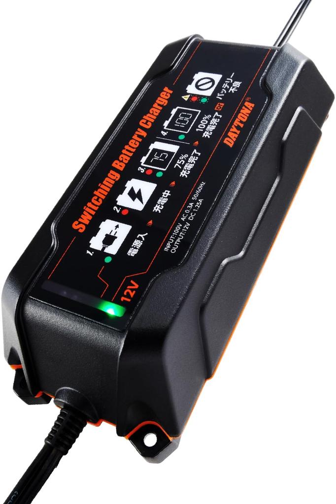 Daytona Motorcycle Charger with and Open Waterproof Switching Charger 95027 (Compatible Gel, Sealed, Type)