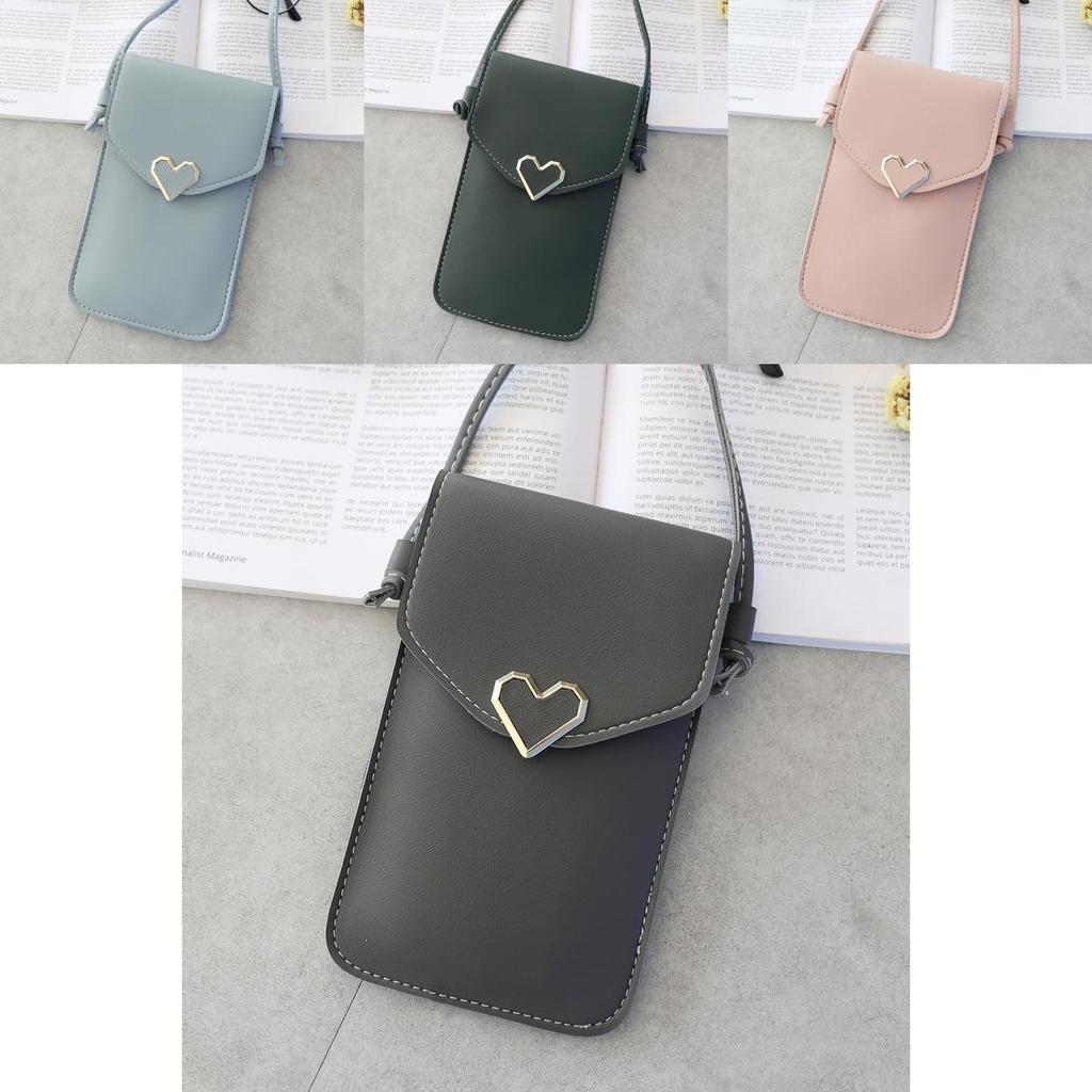 Elegant Pu Heart-shaped Decor Transparent Touch-screen Shoulder Bag For Women