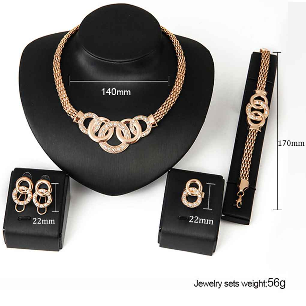 Zeremonie Strass Schmuckset Mädchen Party Legierung Halskette Ring Ohrring Armband Kit Dekoration Schmuck Geburtstagsgeschenk