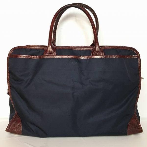 2way! Orobianco Briefcase Boston Bag Document Business Bag Dark Navy Strap Included(USED)