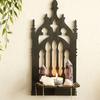 Black Gothic Throne Shape Wall Shelf Solid Wood Hollowout Wall Mounted Display Rack With Multipurpose Use Home Decors