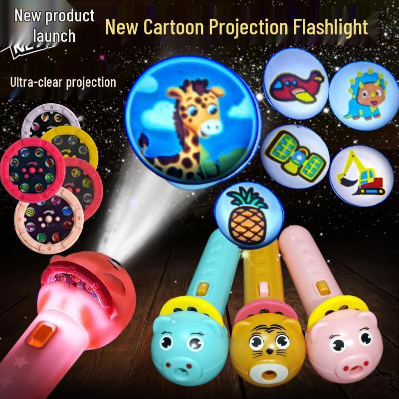 Children's Projection Flashlight: Early Education Cognitive Toy with Luminous Cartoon Patterns for Bedtime