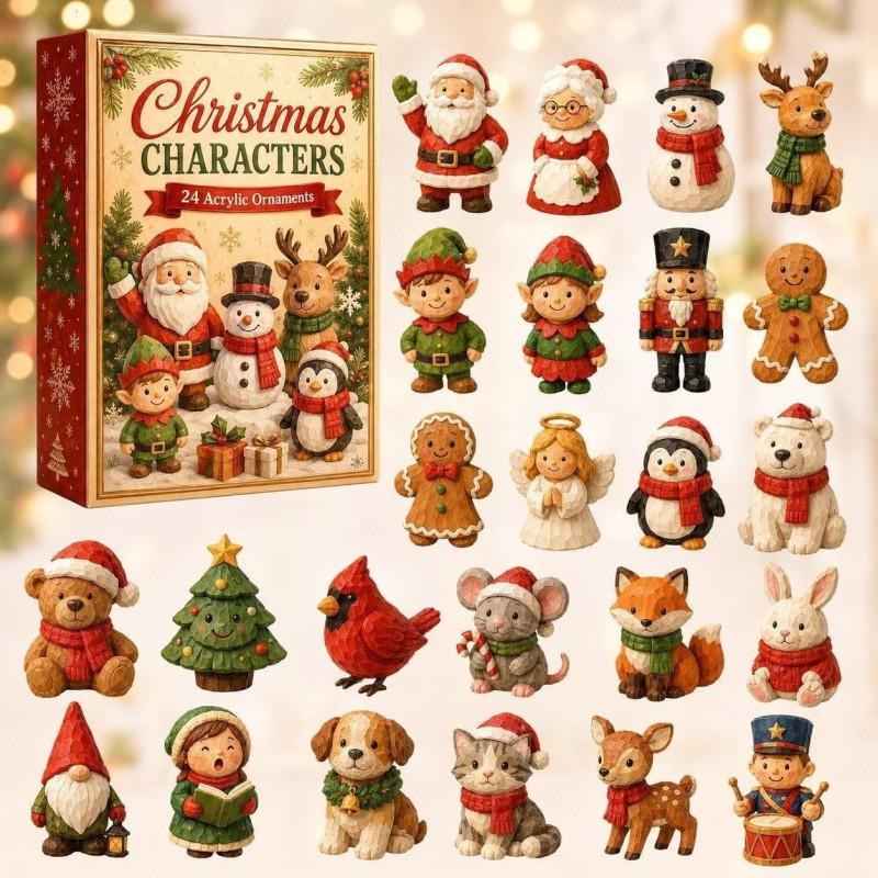 2026 Christmas Advent Calendar Blind Box Figures Holiday Decor Collectible Ornament Set