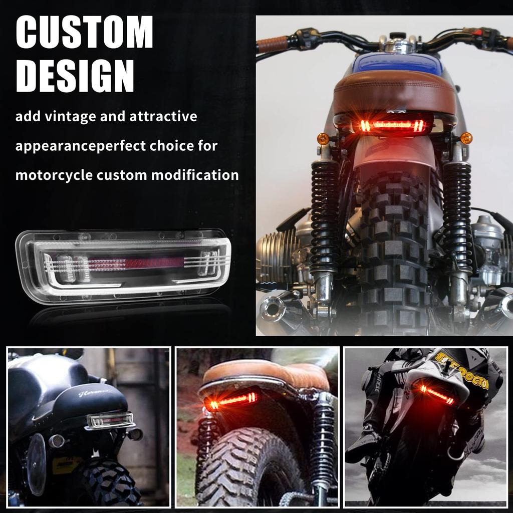 Led Motorcycle Brake Tail Light Amber Red Light Waterproof Universal Clear Lens