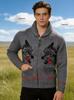 Retro Wolf Head Jacquard Zipper Cardigan: Thick Knit Unisex Sweater (2026)
