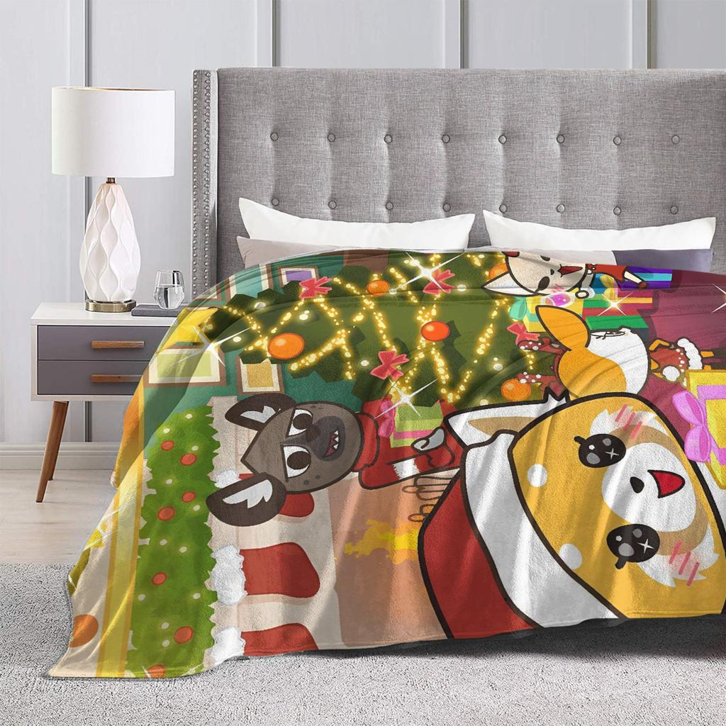 Aggretsuko Soft Warm Blanket  Students Plush Throw Blanket Comfortable Couch Chair Flannel Bedspread Sofa Bed Cover