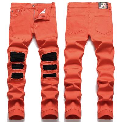 New Style Trendy Hip-hop Patchwork Casual Youth Street Fashion Personalized Fashionable Elastic Denim Pants For Men 3352