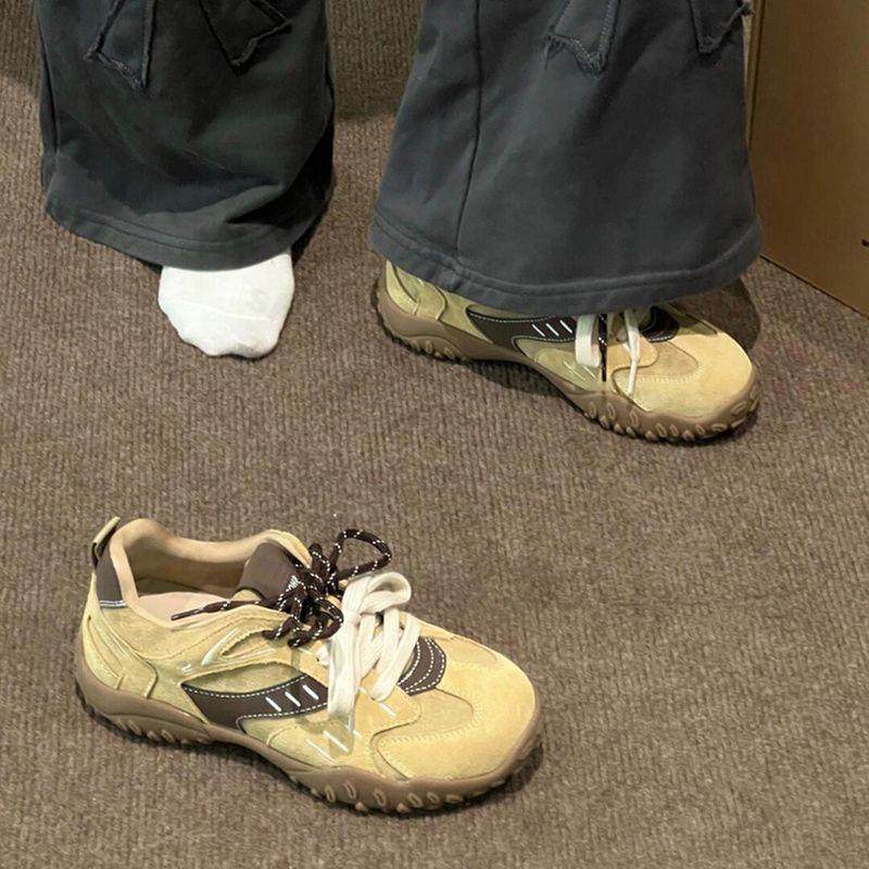 Damen Flache Sportschuhe 2026 Herbst Neu Runde Zehenpartie Weiche Sohle Rutschfest Verschleißfest Niedriger Schaft Einzelner Schuh Mode Freizeit Sneaker