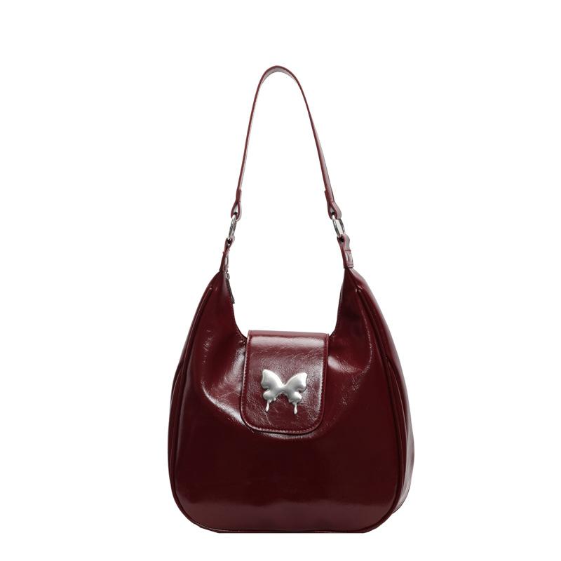 

Large-capacity bag women s summer versatile 2024 new casual niche one-shoulder handbag class commuter dumpling bag бордовий