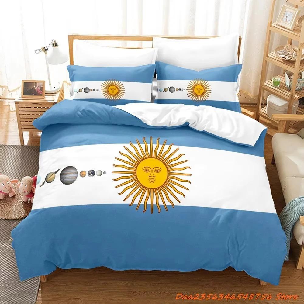 Argentinische Flagge Bettwäscheset Einzelbett Twin Full Queen King Size Bettset Erwachsene Kind Schlafzimmer Bettbezug Sets 3D Druck Bettlaken Set