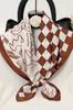 Brown and Cream Scarf 70X70 - Illustrations and Checkerboard