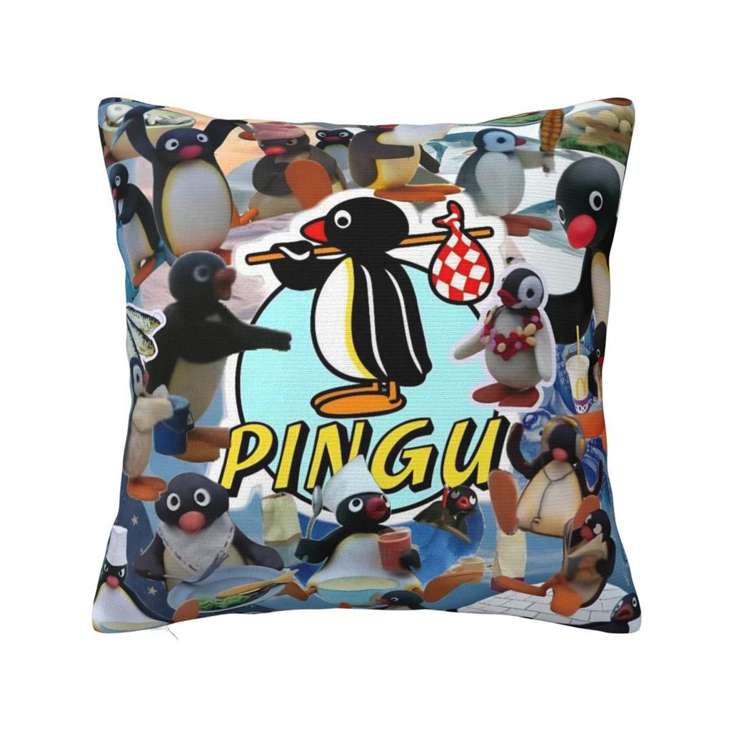 Noot Pingu Square Pillow Covers Polyester Home Penguin Cartoon Cushion Cover Cool Decorative Pillow Cover 45*45