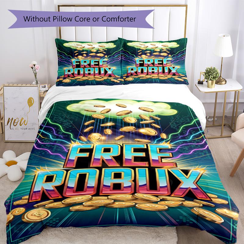 Ensemble de literie Roblox Housse de couette respirante avec taies d'oreiller Linge de lit décoratif pour chambre à coucher Décoration de maison Cadeau d'anniversaire